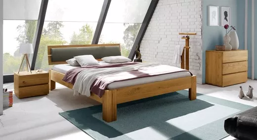 Кровать Bayamo (RO194+RX194) с мягкой спинкой 160*200 из массива дуба купить в Москве - фото №1