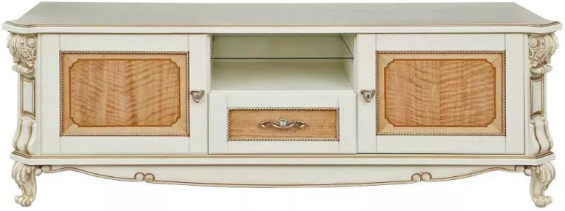 Тумба "Альба ТВ2с" П 485.02с слоновая кость (с зол., с сер.) купить в Москве - фото №1