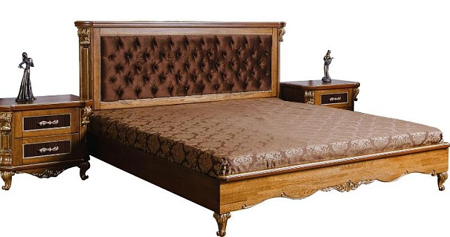 Кровать двойная "Альба 18/1п" П 524.06/1 палисандр (с зол., с сер.) купить в Москве - фото №1