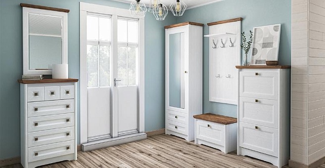 Набор мебели для прихожей Тиволи (Белый структурный/ Дуб стирлинг) купить в Москве - фото №1
