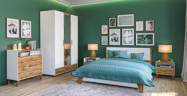 Набор мебели для спальни Сканди (Белый/Дуб Вотан) купить в Москве - фото №1