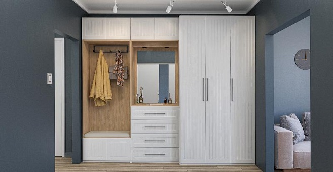 Набор мебели для прихожей Отис 1 П7 МДФ/ПВХ (Белый) купить в Москве - фото №1