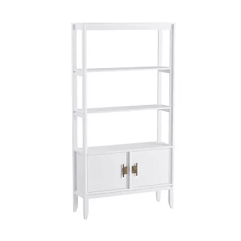 Стеллаж Бридж сквозной широкий с 2 дверями (стеллаж 020) белый лак купить в Москве - фото №1