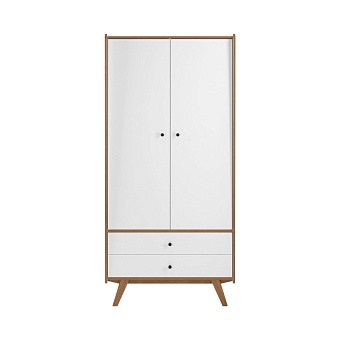 Шкаф Винтаж 2 двери 2 ящика белый лак/браун купить в Москве - фото №1