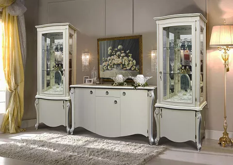 Набор мебели для гостиной Луиза 1 (цвет белая эмаль серебряная патина) купить в Москве - фото №1