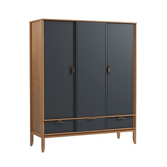 Шкаф 3х дверный Бридж с глухими дверями браун/серый 7012 купить в Москве - фото №1