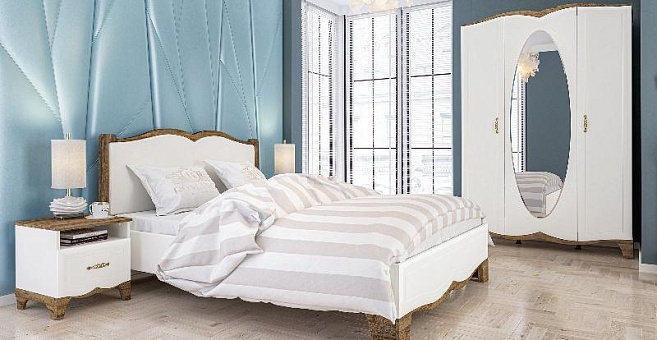 Набор мебели для спальни Тиффани 1 (Белый матовый/Дуб Прованс) купить в Москве - фото №1