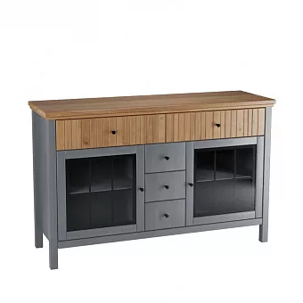 Тумба Сканди 232СТЧ стеклянные двери серый 7046/антик купить в Москве - фото №1