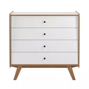 Комод Винтаж 4 ящика белый лак/браун купить в Москве - фото №1