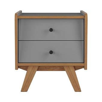 Тумба прикроватная Винтаж 2 ящика серый лак/браун купить в Москве - фото №1