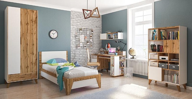 Набор мебели для спальни Сканди 2 (Белый/Дуб Вотан) купить в Москве - фото №1