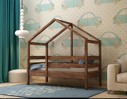 Кровать-домик Оттава-2 из массива дуба купить в Москве - фото №1