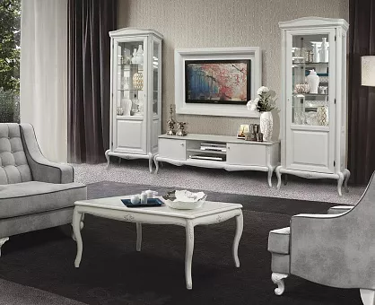 Набор мебели в гостиной Мокко (цвет альба+серебряная патина) купить в Москве - фото №1