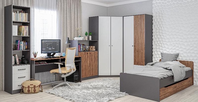 Набор мебели для спальни Мальма (Графит/Белый+Дуб Стирлинг) купить в Москве - фото №1