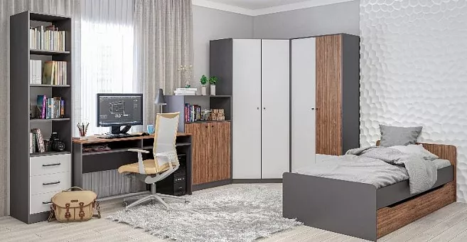 Набор мебели для спальни Мальма (Графит/Белый+Дуб Стирлинг) купить в Москве - фото №1