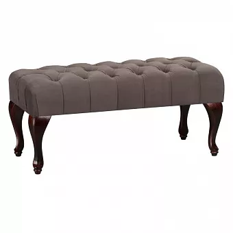 Банкетка с каретной стяжкой  велюр серый купить в Москве - фото №1