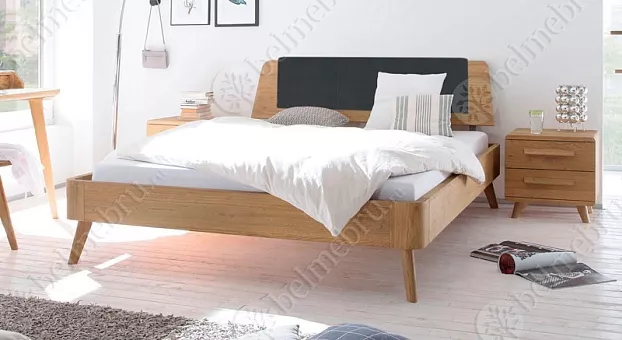 Кровать Lugo modern (RO192+RX191) 140*200 с мягкой спинкой из массива дуба купить в Москве - фото №1