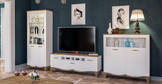 Набор мебели для гостиной Тиффани (Белый матовый/Дуб Прованс) купить в Москве - фото №1