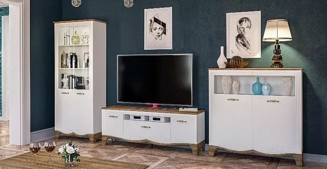 Набор мебели для гостиной Тиффани (Белый матовый/Дуб Прованс) купить в Москве - фото №1