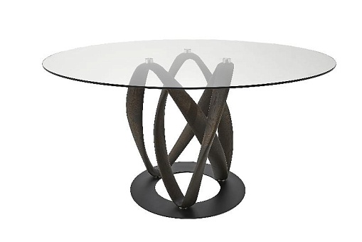 Стол круглый Инфинити (стекло 8 мм) 1200 массив дуба купить в Москве - фото №1