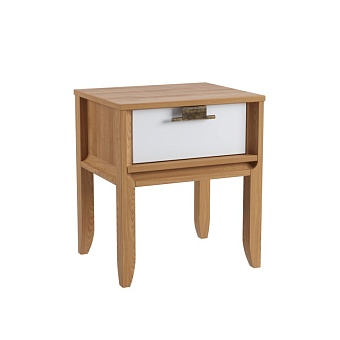 Тумба прикроватная Бридж с 1 ящиком на ножках браун/белый лак купить в Москве - фото №1