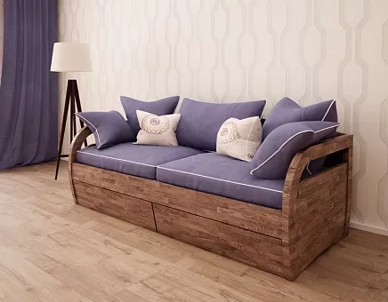 Кровать-софа Лион без ящиков из массива дуба купить в Москве - фото №1