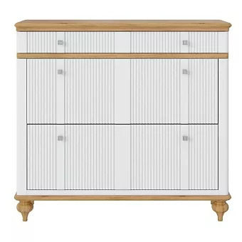 Тумба под обувь Рандеву-21 (Белый лак + антик №24) купить в Москве - фото №1