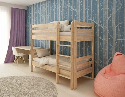 Кровать  двухъярусная Дублин 4 из массива дуба купить в Москве - фото №1