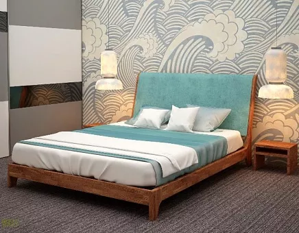 Кровать двуспальная Сеул из массива дуба купить в Москве - фото №1