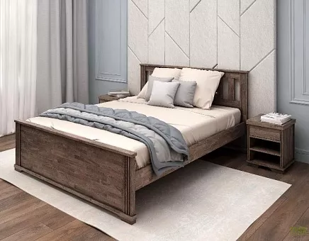 Кровать двуспальная Вена прямая из массива дуба купить в Москве - фото №1