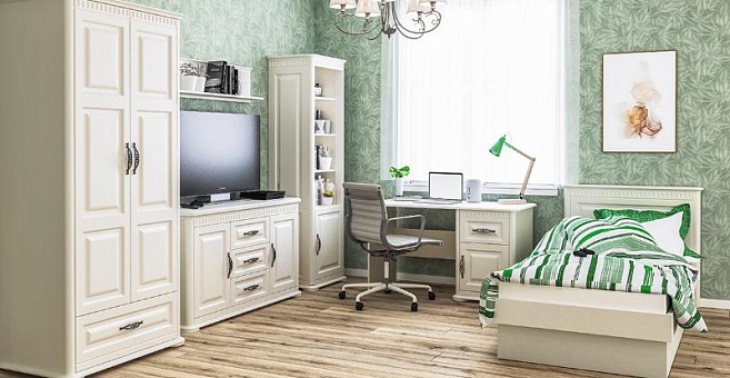 Набор мебели для спальни Марсель 1 (Крем/Крем крашеное дерево) купить в Москве - фото №1