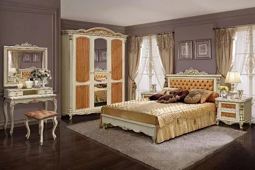 Набор мебели для спальни Альба (Слоновая кость с золочением) купить в Москве - фото №1