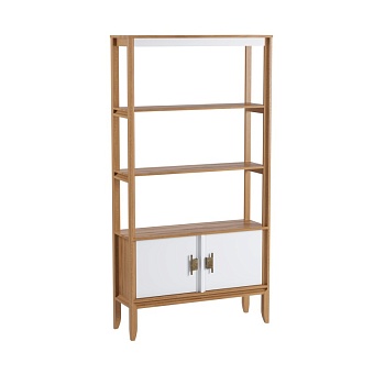 Стеллаж Бридж сквозной широкий с 2 дверями (стеллаж 020) браун/белый лак купить в Москве - фото №1