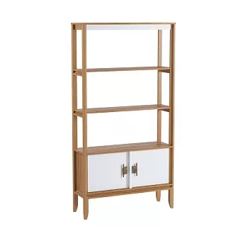 Стеллаж Бридж сквозной широкий с 2 дверями (стеллаж 020) браун/белый лак купить в Москве - фото №1