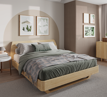 Кровать двуспальная Аманди (Amandi) 200*200 с чехлом без полок изголовье 2100 купить в Москве - фото №1