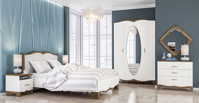 Набор мебели для спальни Тиффани (Белый матовый/Дуб Прованс) купить в Москве - фото №1