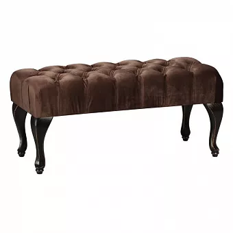 Банкетка с каретной стяжкой  велюр коричневый купить в Москве - фото №1
