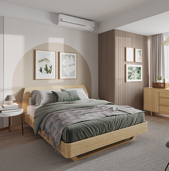 Кровать двуспальная Аманди (Amandi) 160*200 без чехла без полок изголовье 1700 купить в Москве - фото №1