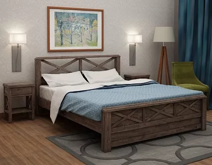 Кровать двуспальная Скандинавия из массива дуба купить в Москве - фото №1