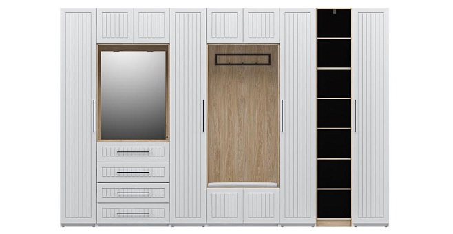 Набор мебели для прихожей Отис П7 МДФ/ПВХ (Белый) купить в Москве - фото №1