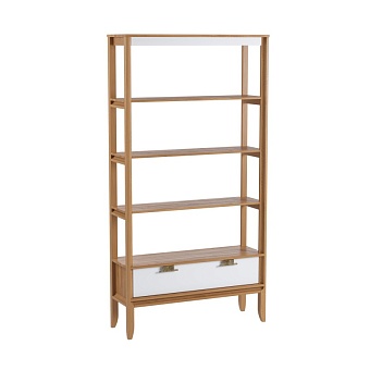 Стеллаж Бридж сквозной широкий с 1 ящиком (стеллаж 001) браун/белый лак купить в Москве - фото №1