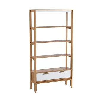 Стеллаж Бридж сквозной широкий с 1 ящиком (стеллаж 001) браун/белый лак купить в Москве - фото №1