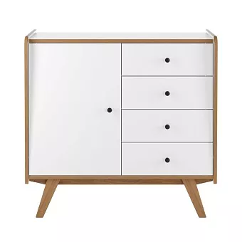 Тумба Винтаж 1 дверь 4 ящика белый лак/браун купить в Москве - фото №1