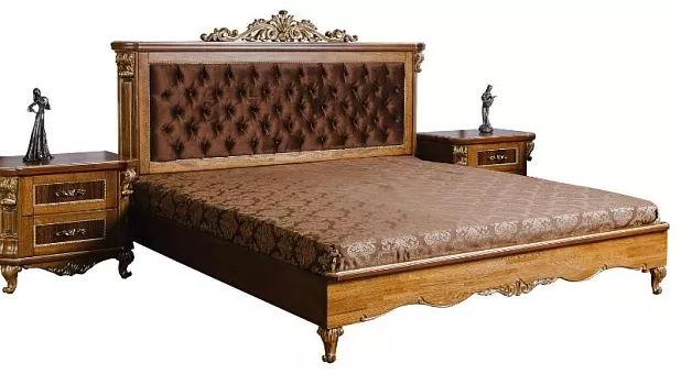 Кровать двойная "Альба 18/1пк" П 524.06/1к палисандр (с зол., с сер.) купить в Москве - фото №1