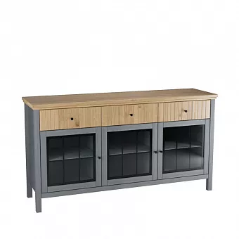 Тумба Сканди 33СТЧ стеклянные двери серый 7046/антик купить в Москве - фото №1