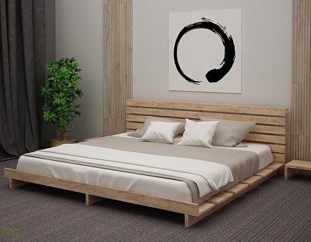 Кровать полутороспальная Япония 2 из массива дуба купить в Москве - фото №1