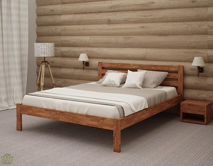 Кровать двуспальная Норвегия-2 из массива дуба купить в Москве - фото №1