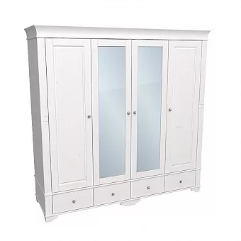 Шкаф 4х дверный Бейли с 2-мя глухими и 2-мя зеркальными дверями купить в Москве - фото №1
