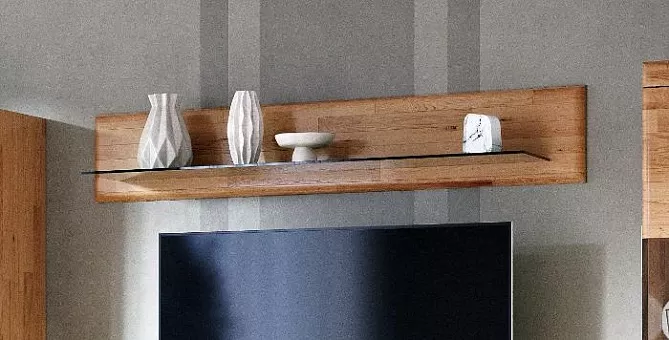 Полка Верона со стеклом из массива дуба купить в Москве - фото №1