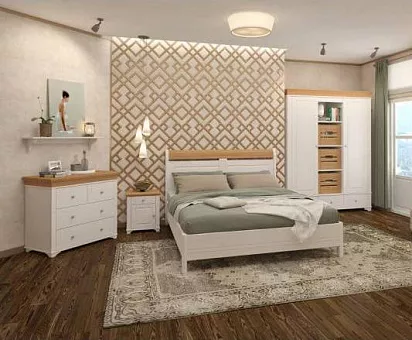 Набор мебели для спальни Бейли 2 (цвет белый воск+антик) купить в Москве - фото №1 Набор мебели для спальни Бейли 2 (цвет белый воск+антик) купить в Москве - фото №1